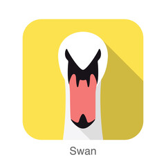 swan head vector icon, front face, vector