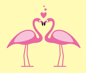 Fototapeta premium two Flamingos face to face, lover, vector