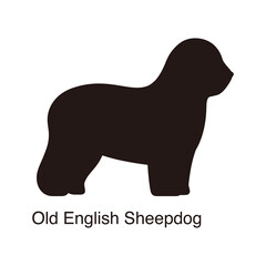 Old English Sheepdog dog silhouette, side view, vector illustration