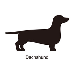 Dachshund dog silhouette, side view, vector illustration