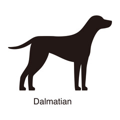 Dalmatian dog silhouette, side view, vector illustration