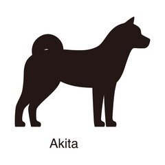 Jindo dog silhouette, side view, vector illustration