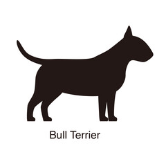 Bull Terrier dog silhouette, side view, vector illustration