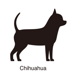 Chihuahua dog silhouette, side view, vector illustration