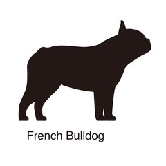 French Bulldog dog silhouette, side view, vector illustration