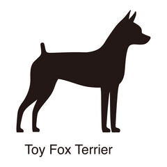 Toy Fox Terrier dog silhouette, side view, vector illustration