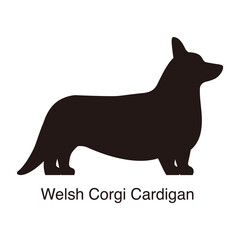 Welsh Corgi Cardigan dog silhouette, side view, vector illustration