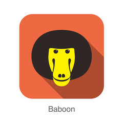 cute baboon face flat icon design, vector illustration