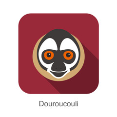 cute monkey face, Douroucouli flat icon design, vector illustration