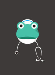 Portrait of frog, wearing hat, like a doctor or nurse, cool style