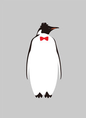 Obraz premium Portrait of penguin, wearing bow tie and hat, like a gentleman, cool style