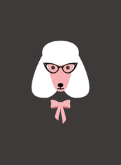 Portrait of dog, wearing glasses, like a lady, cool style, cosplay
