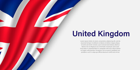 Wave flag of United Kingdom on white background.