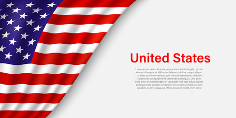 Wave flag of United States on white background.