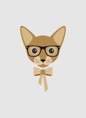 Portrait of cat, wearing glasses, like a lady, cool style, cosplay