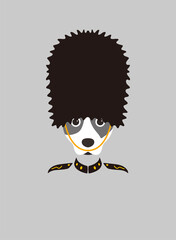 Portrait of dog, wearing hat, like British royal guard, cool style