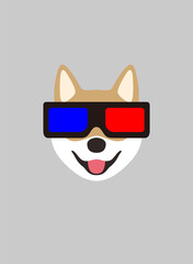 Portrait of dog, wearing VR glasses, cool style, playing game