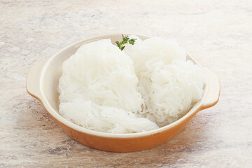 Glass asian noodles in the bowl