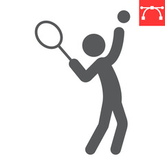 Tennis sport glyph icon, sport and game, tennis player vector icon, vector graphics, editable stroke solid sign, eps 10.