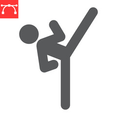 Taekwondo sport glyph icon, sport and fighter, karate vector icon, vector graphics, editable stroke solid sign, eps 10. © amin268