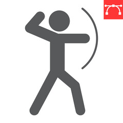 Archery sport glyph icon, sport and archer, archery vector icon, vector graphics, editable stroke solid sign, eps 10.