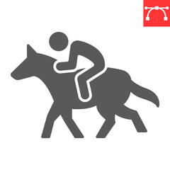 Horse riding sport glyph icon, sport and stallion, Horse riding vector icon, vector graphics, editable stroke solid sign, eps 10.