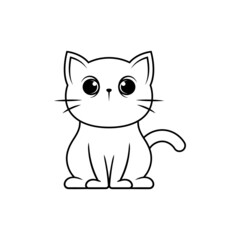 Cute cat line art illustration icon design template vector