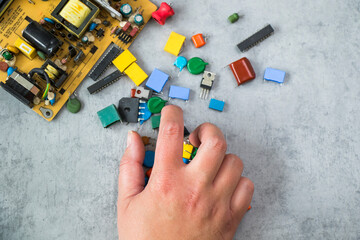 Electronic motherboard and isometric processor, microchip parts