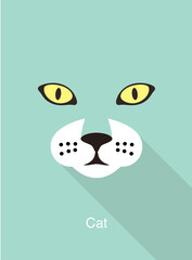 Cat cartoon face icon, vector illustration