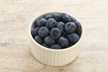Sweet ripe blueberry heap in the bowl