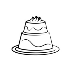 Birthday cake line art illustration icon design template vector