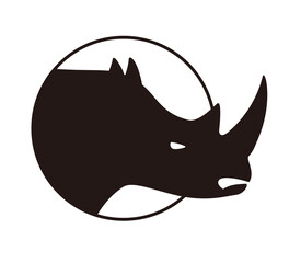 Angry rhino flat icon vector illustration