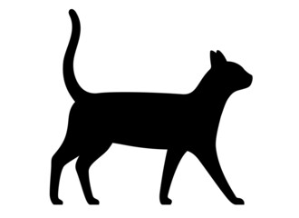 Cat, farm animal black icon, vector illustration