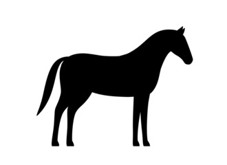 Horse, farm animal black icon, vector illustration