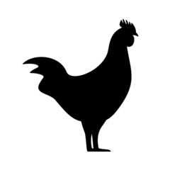 Poultry cock, farm animal black icon, vector illustration