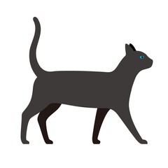 Cat, farm animal black icon, vector illustration
