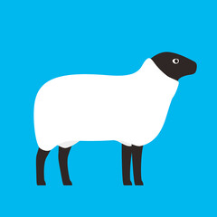 Sheep, farm animal black icon, vector illustration