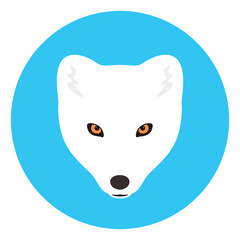 Arctic fox cartoon face, flat icon design