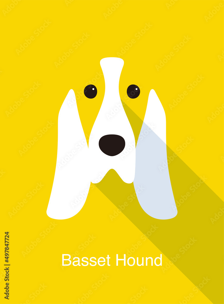 Wall mural Basset Hound dog face flat icon design, vector illustration