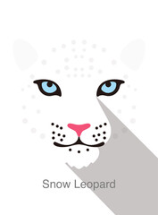Snow Leopard face flat icon simple design, vector illustration