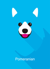 Pomeranian dog face flat icon design, vector illustration