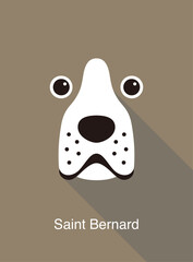 Saint Bernard dog face flat icon design, vector illustration