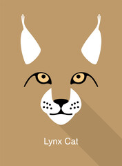 Cat cartoon face, flat animal face icon, vector illustration