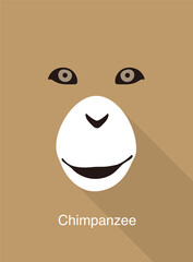 Chimpanzee monkey face flat icon simple design, vector illustration