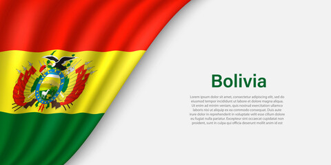 Wave flag of Bolivia on white background.