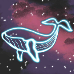 whale,sperm whale,blue sea,blue ocean,starry sky,universe,galaxy,galaxy nebula,whale and heart,heart of the universe,heart Земли,символика,возрождение,мистика,доброта,фонтан,синее,черное,бордовое,изум