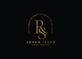 RS letter golden logo design, RS logo