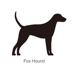 Fox Hound dog on the hole, watching, vector illustration