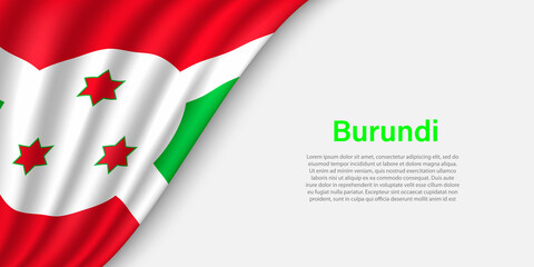 Wave flag of Burundi on white background.