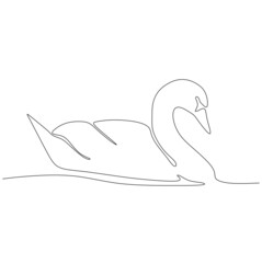Continuous one line drawing. Swan logo. Black and white vector illustration. Concept for logo, card, banner, poster, flyer